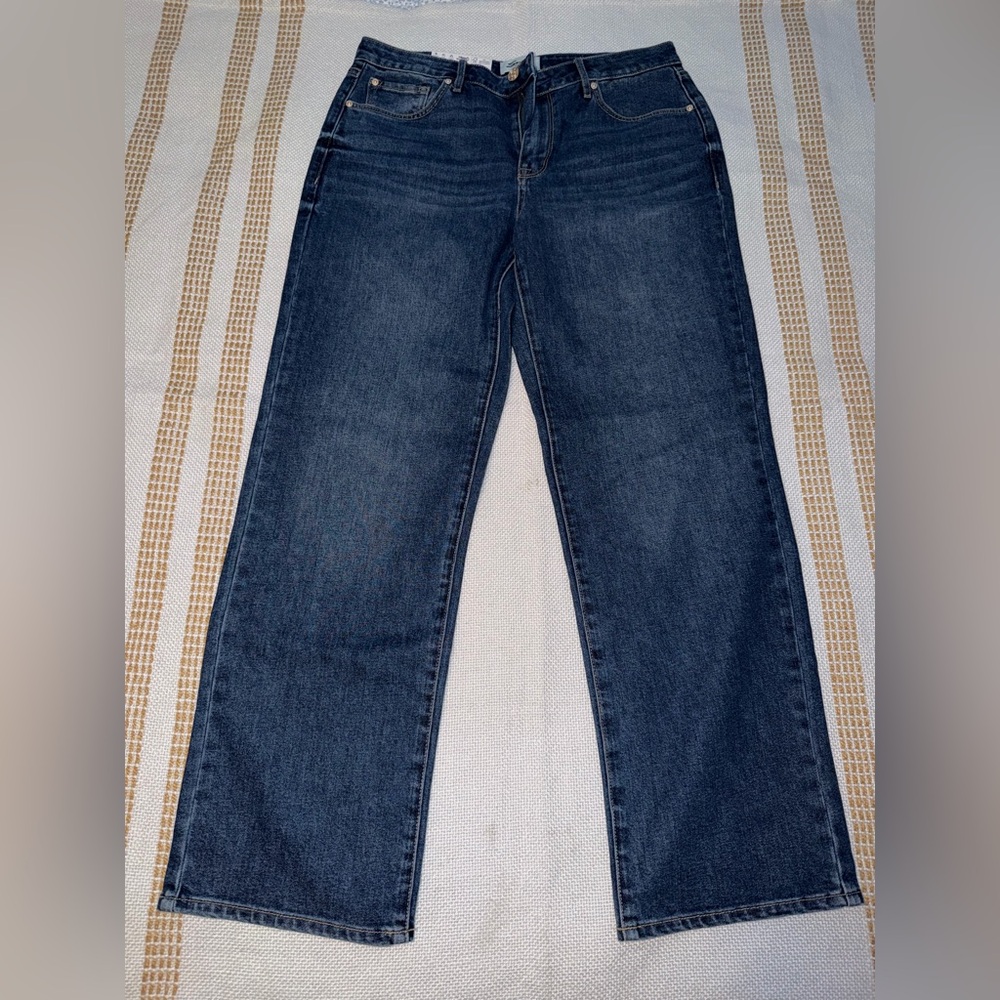 Seven7 Dark Blue Straight Leg Women's Jeans